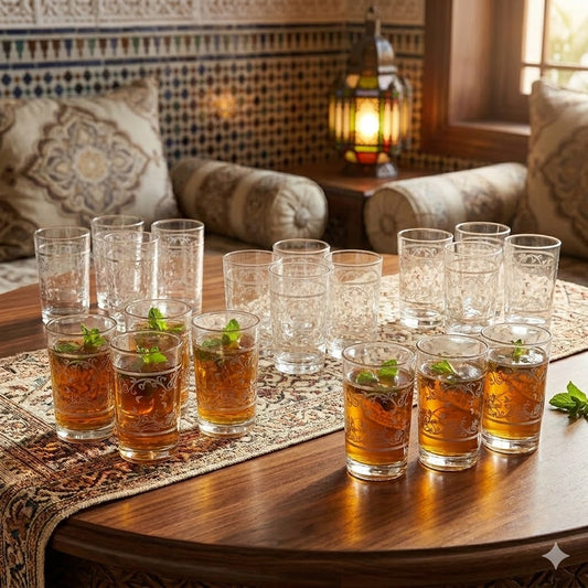 Set de 12 Vasos de Vidrio con Diseño Decorativo – 180 ml