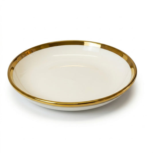 Plato Decorativo Blanco con Borde Dorado – 17,5 cm