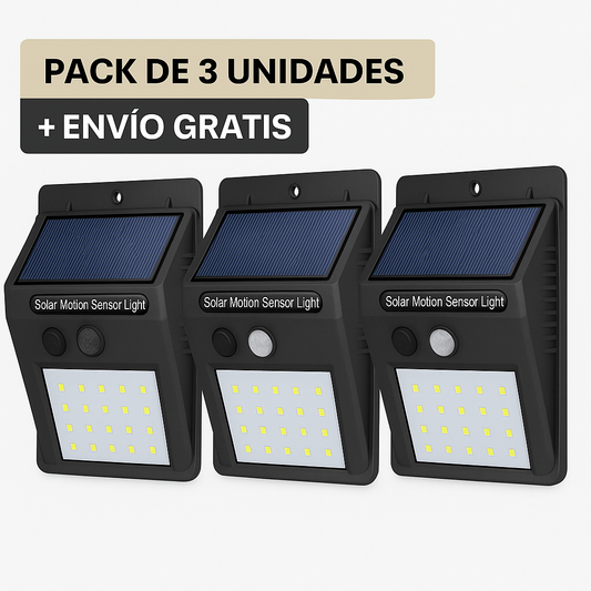 PACK DE 3 FOCOS SOLARES SENSOR LED-30