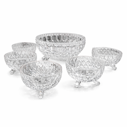 Conjunto de 7 tigelas de cristal lapidado