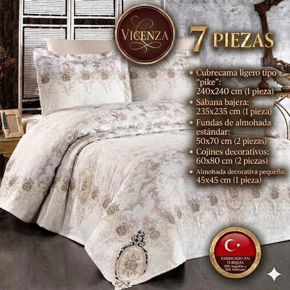 Conjunto de cama de luxo Vicenza – Elegância clássica com estilo barroco