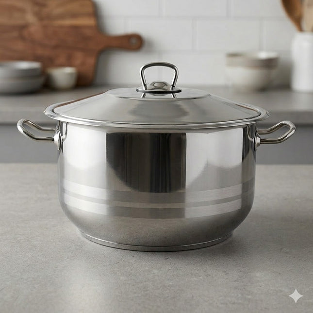 Panela em aço inoxidável com tampa — 11,5 L — Cozinha Familiar