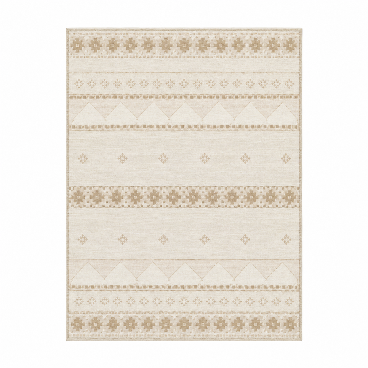 Alfombra Beige de Bandas Geométricas Decorativas — Beige claro / Vizón claro — imagen provisional del proveedor