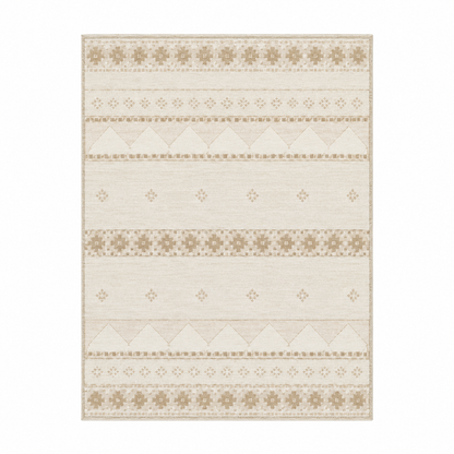 Alfombra Beige de Bandas Geométricas Decorativas — Beige claro / Vizón claro — imagen provisional del proveedor