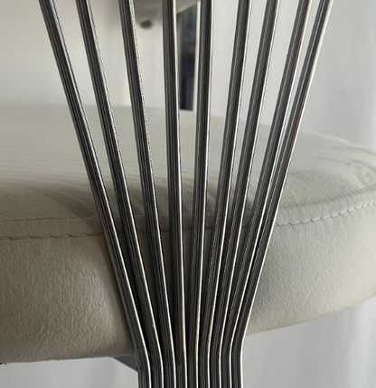 🤍✨ Silla SERGIO 12 en MARFIL / BLANCO ROTO con Base Cromada — Glam Premium ✨🪞