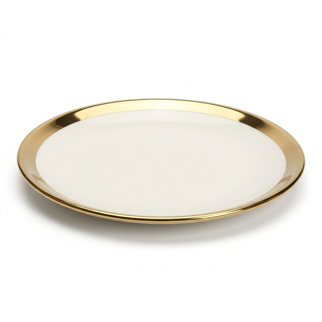 🏷 Prato em cerâmica Ø15,5 cm – Elegante orla dourada