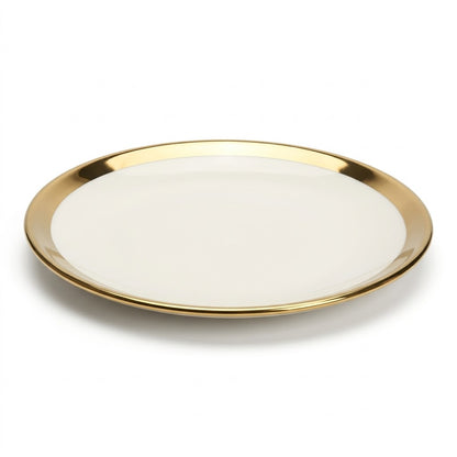 🏷 Prato em cerâmica Ø15,5 cm – Elegante orla dourada
