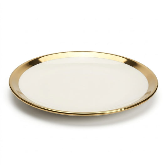 🏷 Prato em cerâmica Ø15,5 cm – Elegante orla dourada