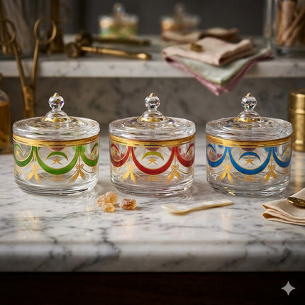 ✨ Set de Frascos Decorativos de Cristal con Tapa – Diseño Elegante Multicolor ✨