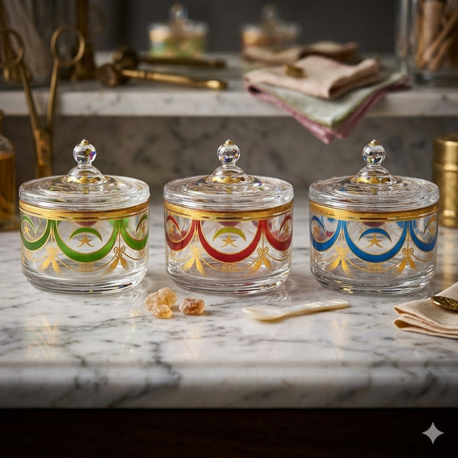 ✨ Set de Frascos Decorativos de Cristal con Tapa – Diseño Elegante Multicolor ✨