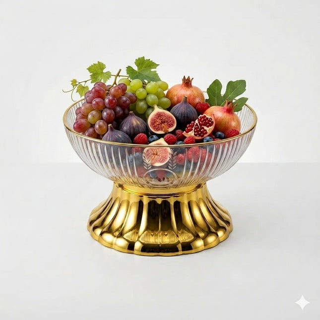 Plastic Fruit Bowl with Gold Base – Premium Centerpiece
