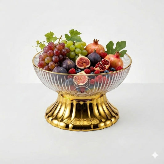 Frutero de PLÁSTICO con Base Dorada – Centro de Mesa Premium
