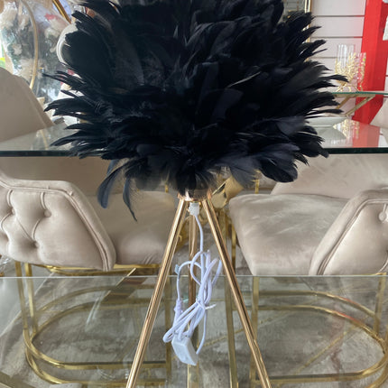 Lámpara de mesa plumas blanco dorado negro plata PM Desing