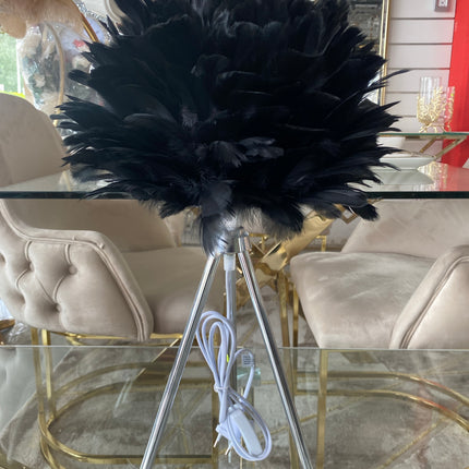 Lámpara de mesa plumas blanco dorado negro plata PM Desing