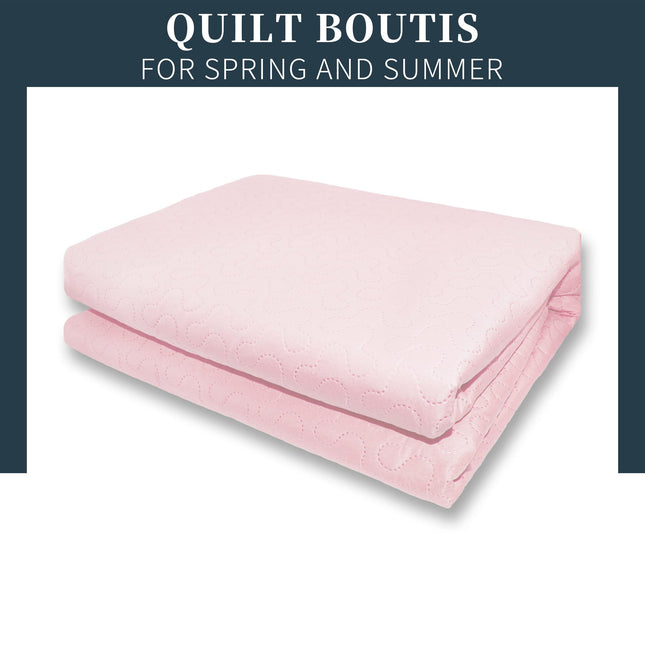 Edredom Boutis para primavera e verão, liso reversível em dois tons - ROSA