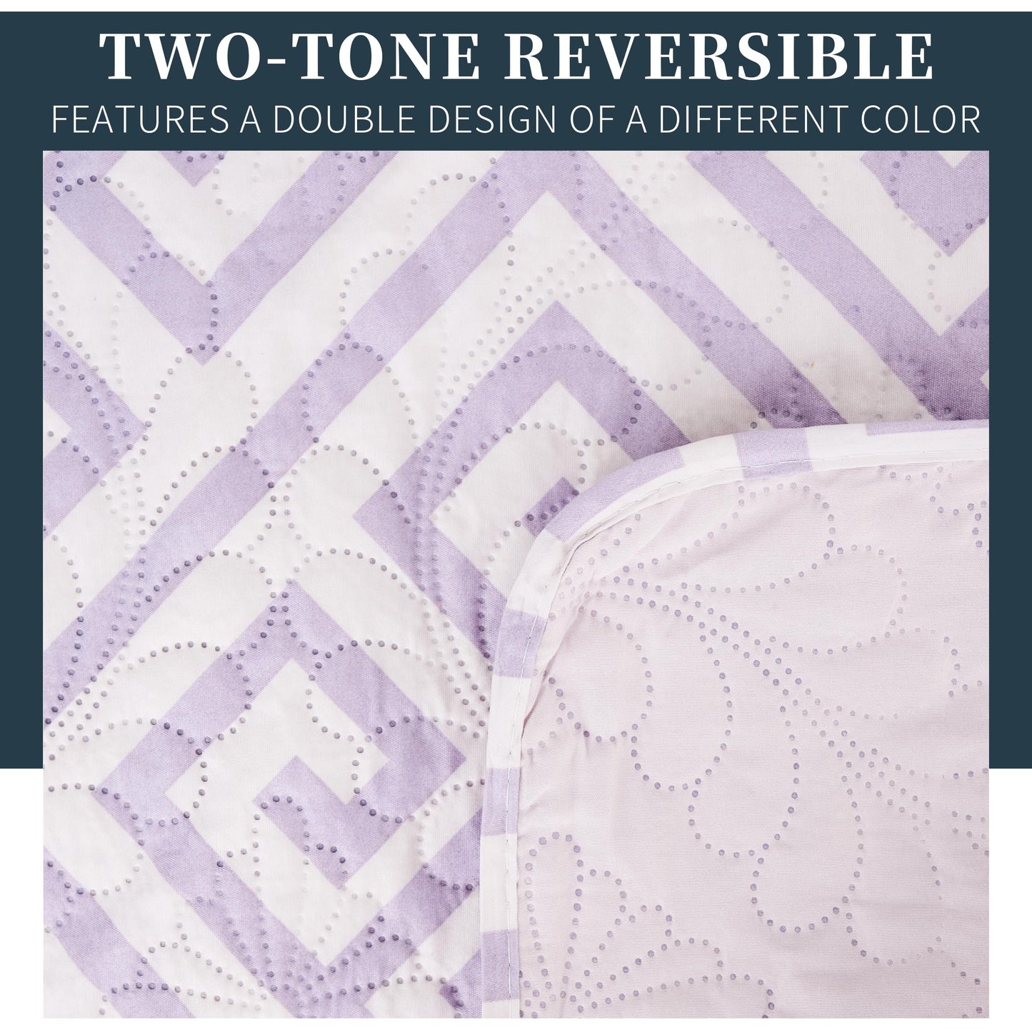 Edredom Boutis para primavera e verão, liso reversível em dois tons - VERSACE LILAC MODEL