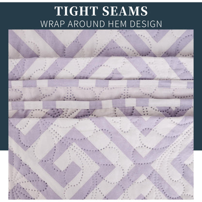 Edredom Boutis para primavera e verão, liso reversível em dois tons - VERSACE LILAC MODEL