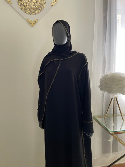 Abaya con velo integrado tela Crepe