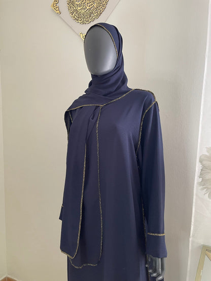Abaya con velo integrado tela Crepe