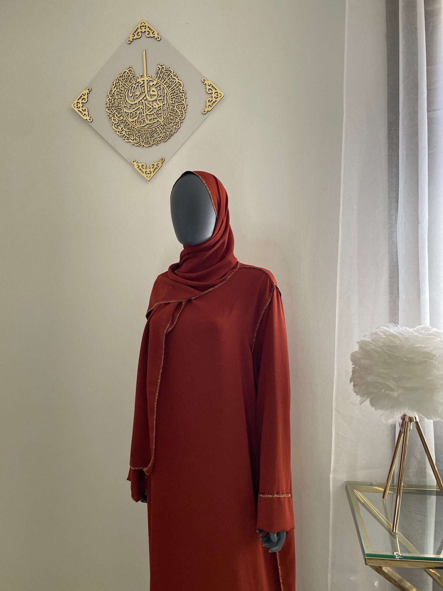 Abaya con velo integrado tela Crepe