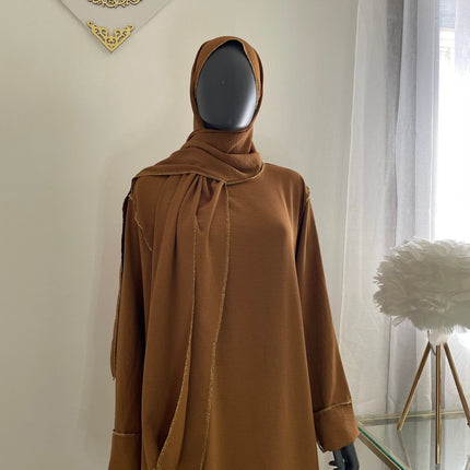 Abaya con Hijab Integrado de Tela Crepe – Elegante y Práctica