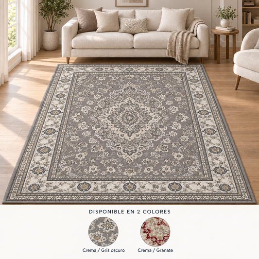 Imperial Crema / Gris oscuro: salón elegante y los dos colores disponibles. Ambientación digital.