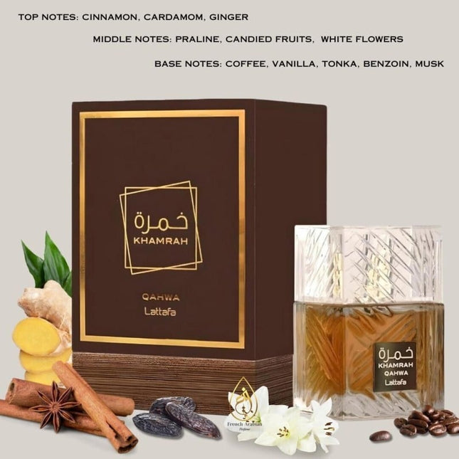 🔥 Khamrah Qahwa de Lattafa Perfumes 100ml - Aromática y Especiada, Perfecta para Él y Ella