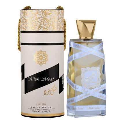 🌿 Compre Musk Mood da Lattafa - Perfume unissex de luxo com almíscar branco e notas florais
