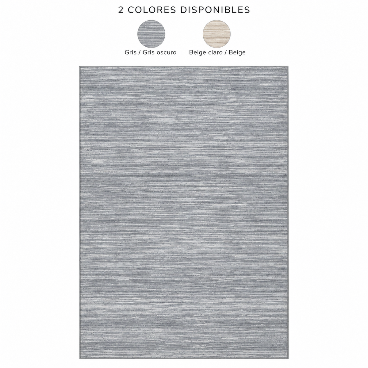 Alfombra Lineal de Rayas Finas en Gris o Beige — 2 colores: Gris / Gris oscuro, Beige claro / Beige