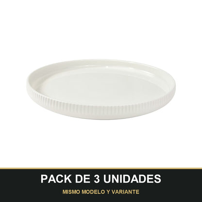 PACK DE 3 UNIDADES — Plato Llano de Porcelana Blanca – 26 cm Elegancia y Resistencia. MISMO MODELO Y VARIANTE