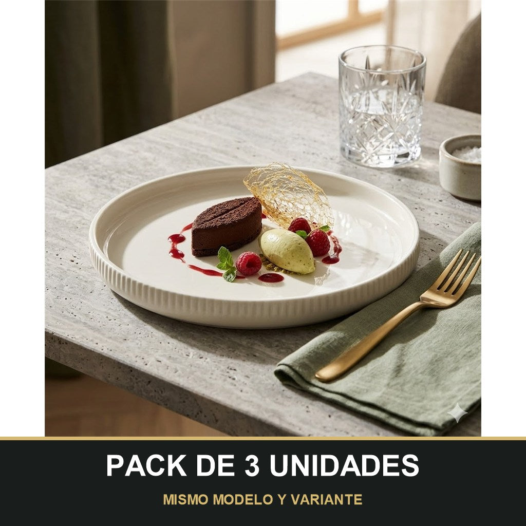 PACK DE 3 UNIDADES — Plato Llano de Porcelana Blanca – 26 cm Elegancia y Resistencia. MISMO MODELO Y VARIANTE