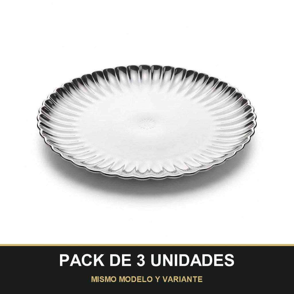 PACK DE 3 UNIDADES — Plato Decorativo de Cerámica Ø31,5 cm – Diseño Elegante con Borde Metalizado. MISMO MODELO Y VARIANTE