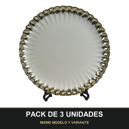 PACK DE 3 UNIDADES — Plato de Cerámica Ø36cm. MISMO MODELO Y VARIANTE