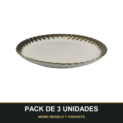 PACK DE 3 UNIDADES — Plato de Cerámica Ø36cm. MISMO MODELO Y VARIANTE