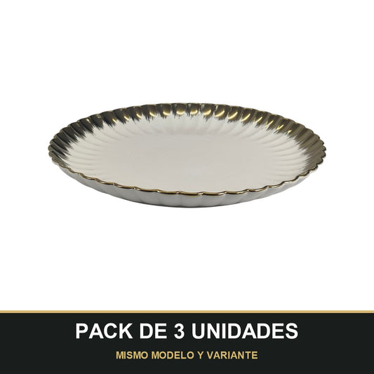 PACK DE 3 UNIDADES — Plato de Cerámica Ø36cm. MISMO MODELO Y VARIANTE