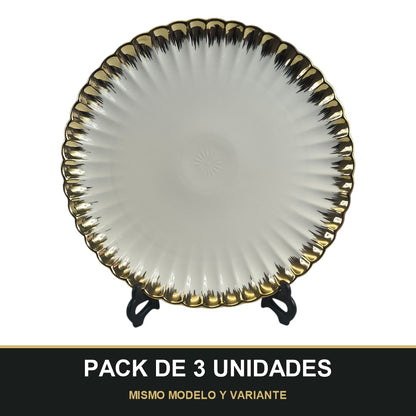 PACK DE 3 UNIDADES — Plato de cerámica Ø31,5cm. MISMO MODELO Y VARIANTE