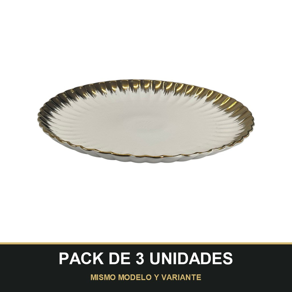 PACK DE 3 UNIDADES — Plato de cerámica Ø31,5cm. MISMO MODELO Y VARIANTE