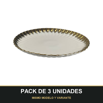 PACK DE 3 UNIDADES — Plato de cerámica Ø31,5cm. MISMO MODELO Y VARIANTE
