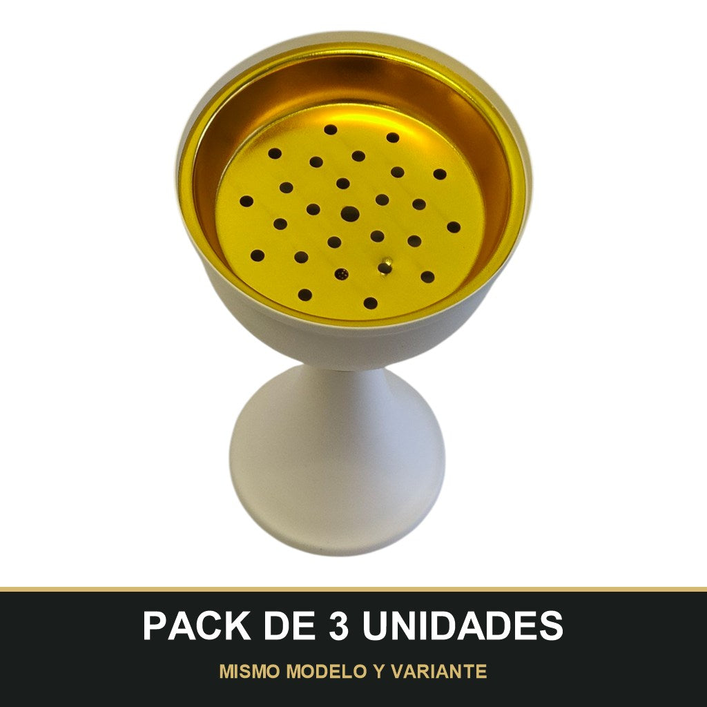 PACK DE 3 UNIDADES — Quemador de Incienso Árabe Blanco y Dorado — Diseño Clásico de Copa. MISMO MODELO Y VARIANTE