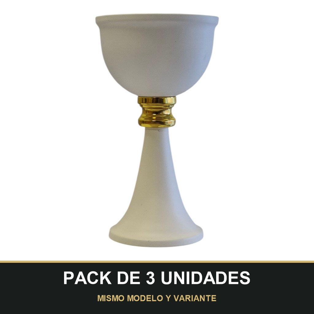 PACK DE 3 UNIDADES — Quemador de Incienso Árabe Blanco y Dorado — Diseño Clásico de Copa. MISMO MODELO Y VARIANTE