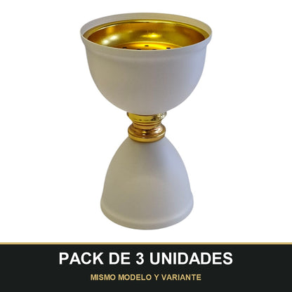 PACK DE 3 UNIDADES — Quemador de Incienso Árabe Blanco y Dorado — Diseño Moderno y Elegante. MISMO MODELO Y VARIANTE