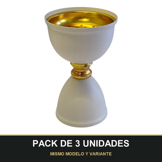 PACK DE 3 UNIDADES — Quemador de Incienso Árabe Blanco y Dorado — Diseño Moderno y Elegante. MISMO MODELO Y VARIANTE