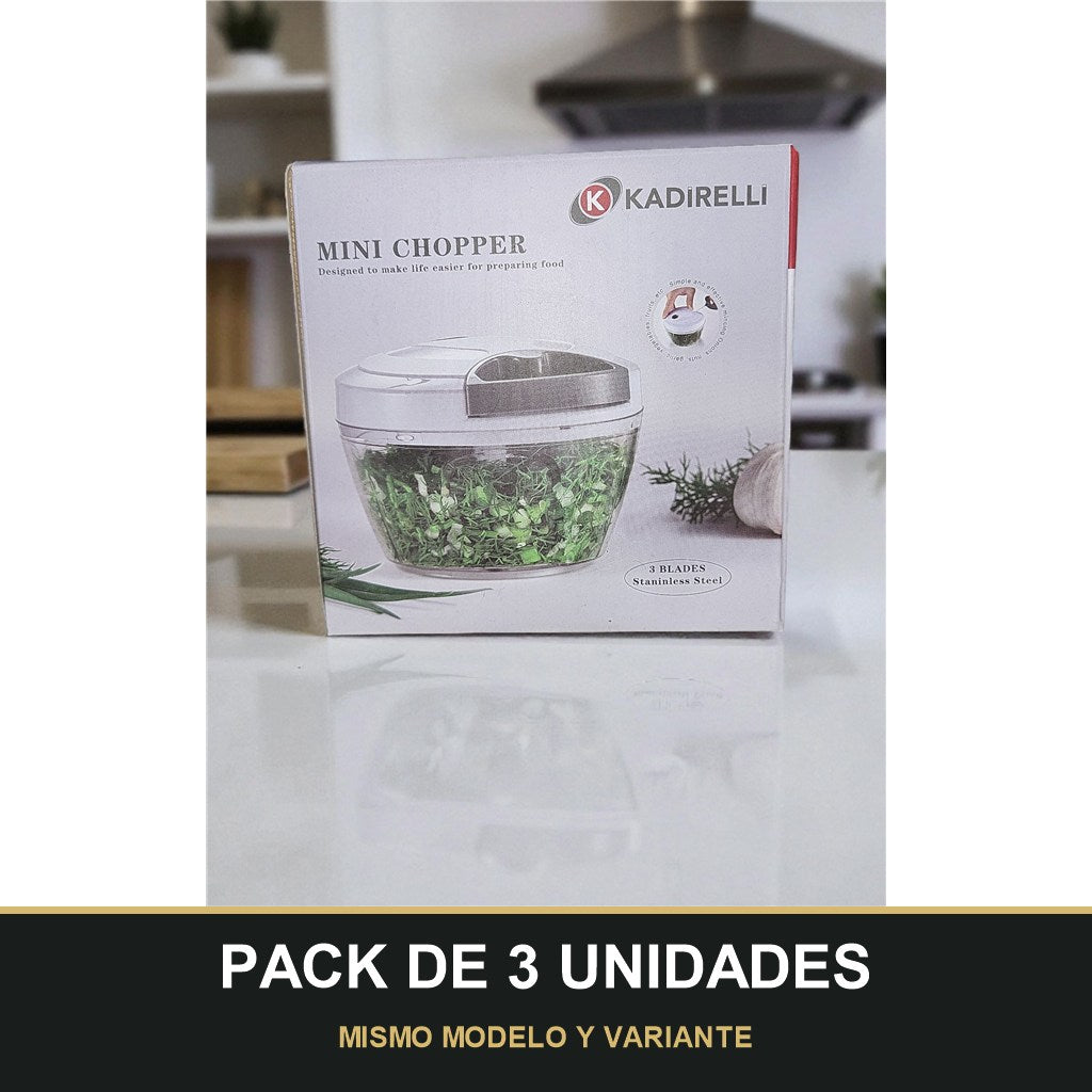 PACK DE 3 UNIDADES — Mini cortador de verduras<<mini chopper>>. MISMO MODELO Y VARIANTE