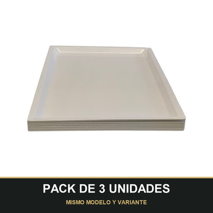 PACK DE 3 UNIDADES — Plato Rectangular Blanco  – Diseño Minimalista con Borde Elevado. MISMO MODELO Y VARIANTE