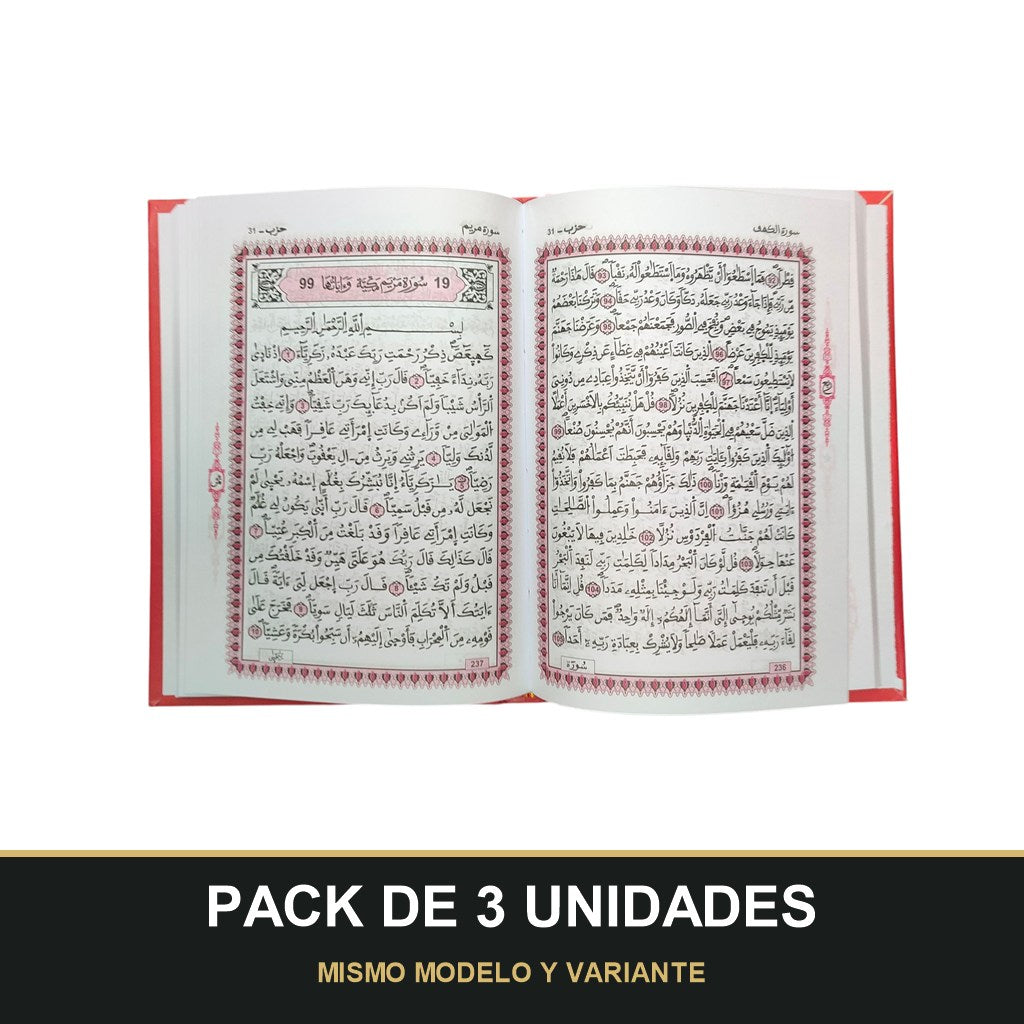 PACK DE 3 UNIDADES — Corán en lengua árabe pequeño. MISMO MODELO Y VARIANTE