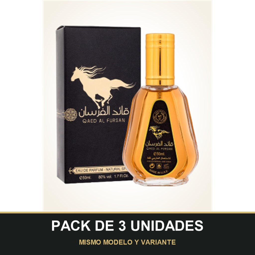 PACK DE 3 UNIDADES — Qaed al Fursan de Ard Al Zaafaran · 50 ml. MISMO MODELO Y VARIANTE