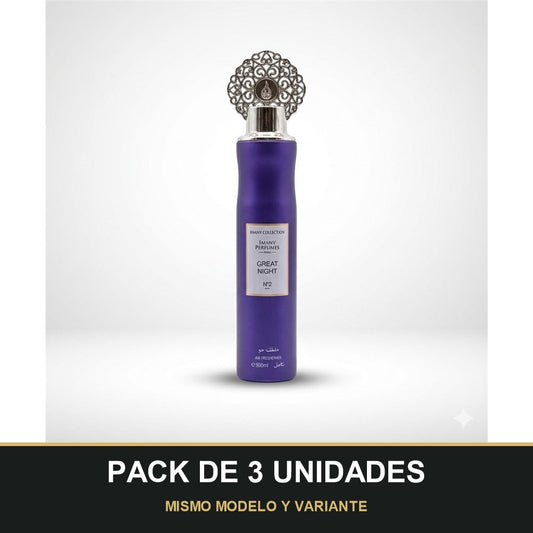 PACK DE 3 UNIDADES — Ambientador Great Night de Imany · 300 ml. MISMO MODELO Y VARIANTE