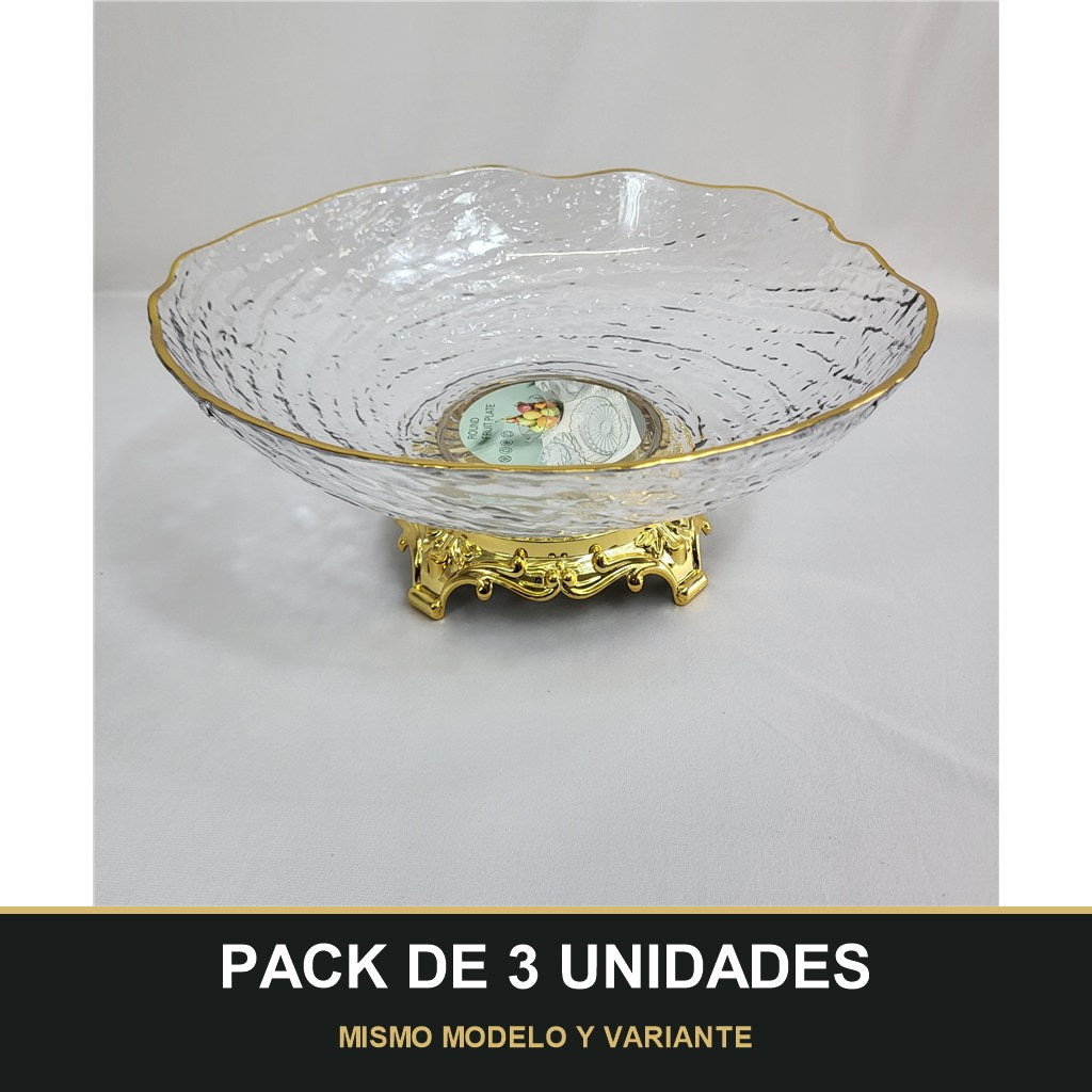 PACK DE 3 UNIDADES — Cuenco de PLÁSTICO con Borde Dorado – Elegancia para tu Mesa. MISMO MODELO Y VARIANTE