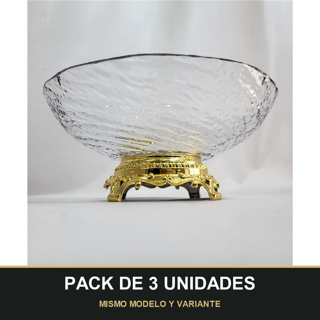 PACK DE 3 UNIDADES — Cuenco de PLÁSTICO con Borde Dorado – Elegancia para tu Mesa. MISMO MODELO Y VARIANTE