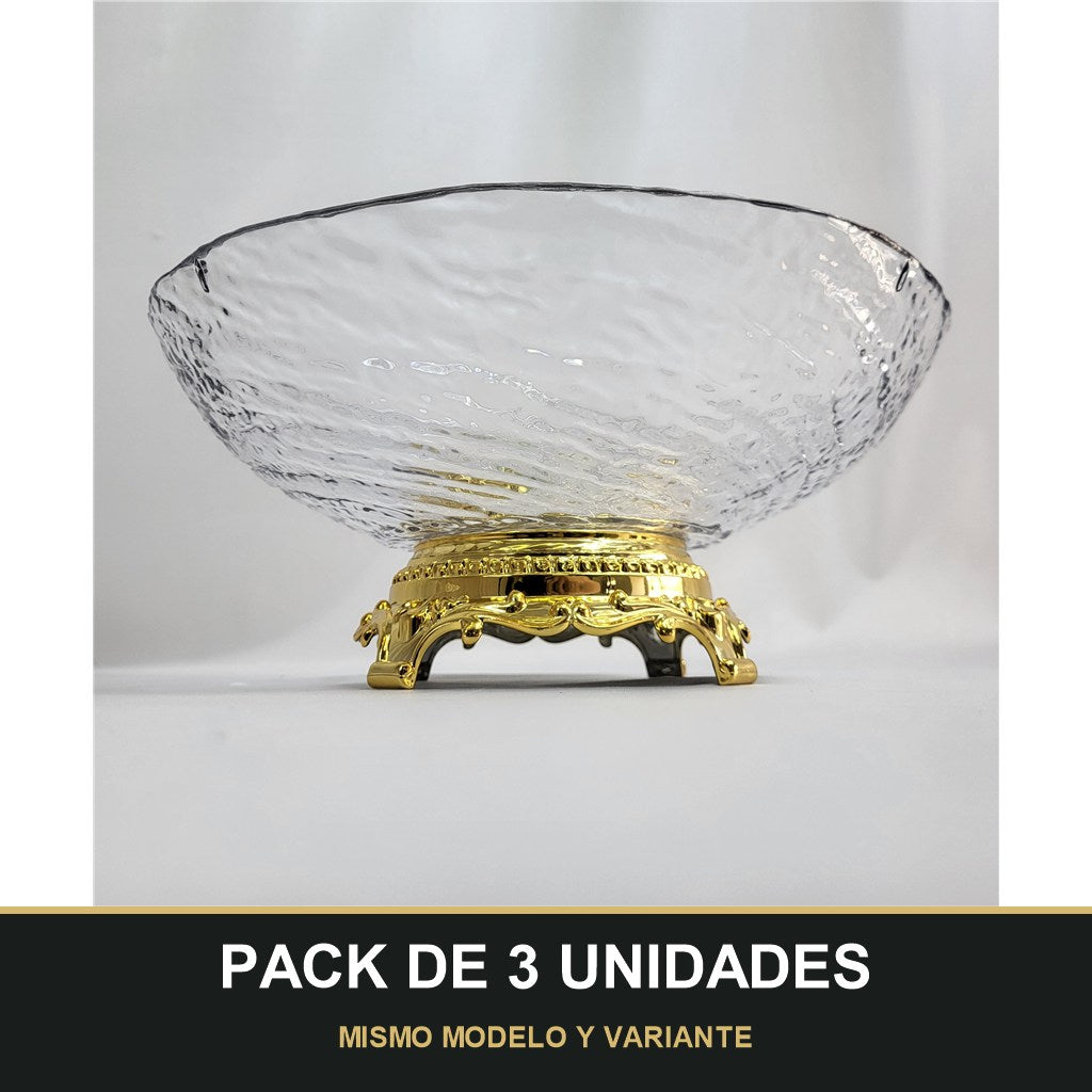 PACK DE 3 UNIDADES — Cuenco de PLÁSTICO con Borde Dorado – Elegancia para tu Mesa. MISMO MODELO Y VARIANTE